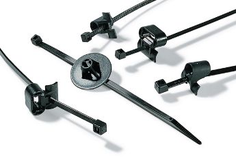For round and oval holes, bolts and edges: HellermannTyton offers many different one-piece and two-piece fixing elements for cable ties.
