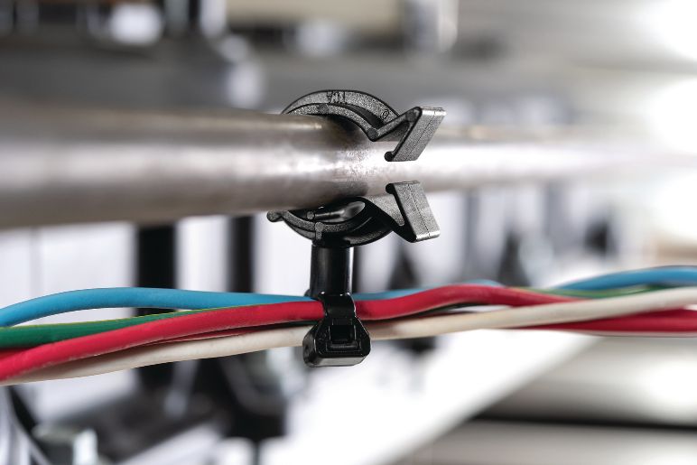 Flexible cable management clips for routing cables and wires in any direction.