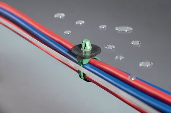 1-Piece Cable Tie with fixing element with Arrowhead, with Disc, sealed for Round holes