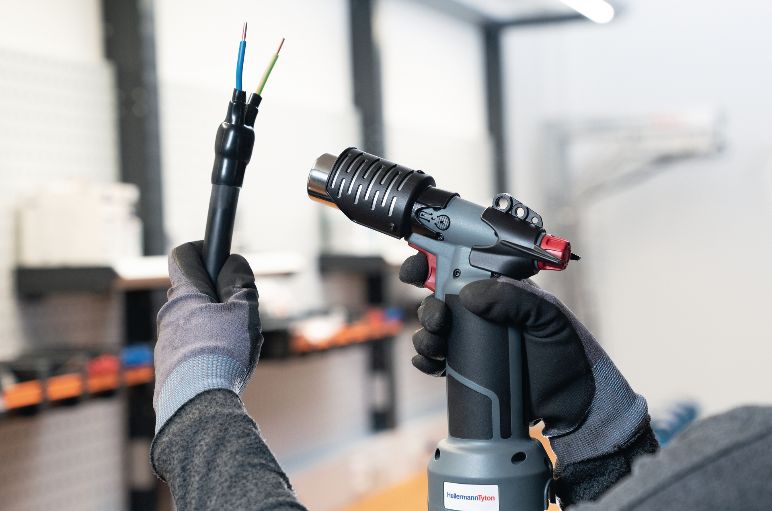 Hot air guns for application of heat shrink tubing