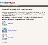 Size calculator for heat shrink tubing